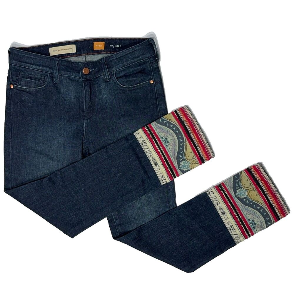 Pilcro and the Letterpress Anthropologie Stet Jeans Embroidered Boho Women Sz 27